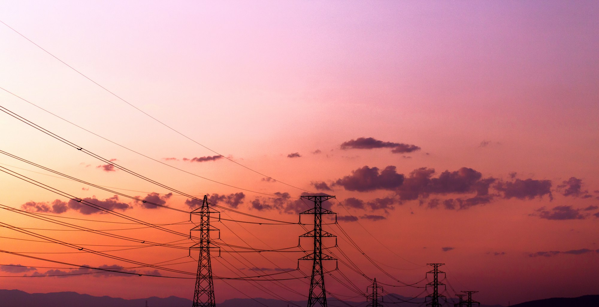 silhouette of high voltage electrical pole structure